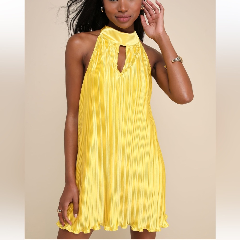 Lulu's Sunny Yellow Satin Dress